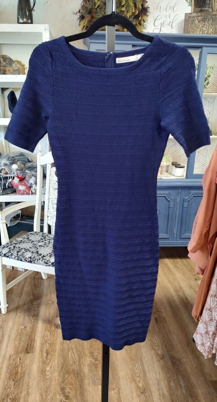 Karen Millen Designer Bodycon Blue Dress Size 2 Blue